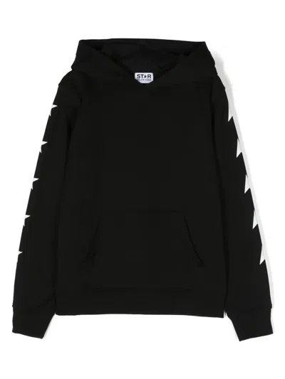 Golden Goose Kids' Star-print Cotton-blend Hoodie In Black