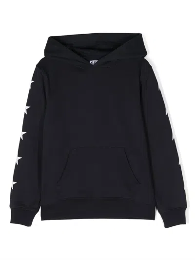 Golden Goose Kids' Star-print Cotton-blend Hoodie In Blue