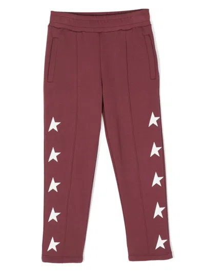 Golden Goose Kids' Star-print Cotton-jersey Track Pants In Red