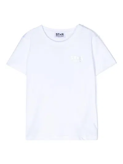 Golden Goose Kids' T-shirt Stampa A Stelle In White