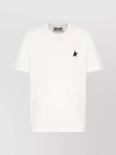 Golden Goose White T-shirt With Round Neck And One Star Logo Print On The Front In Cotton Man