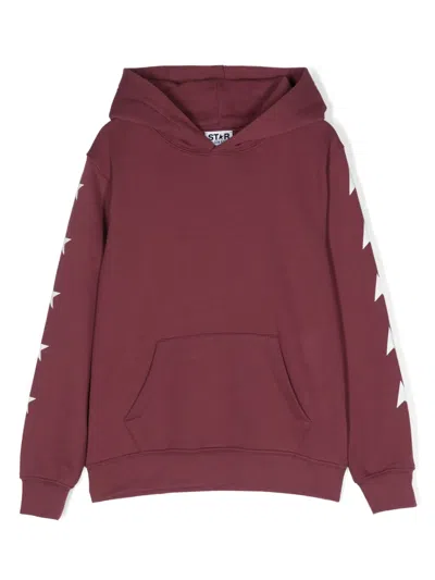 Golden Goose Kids' Star-print Drop-shoulder Hoodie In Red