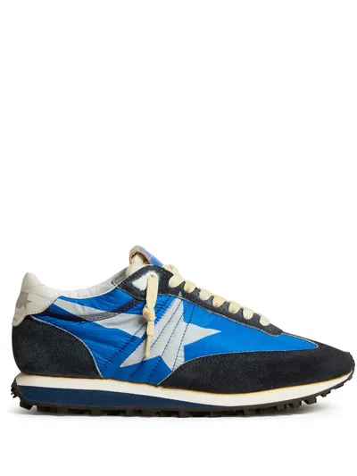 Golden Goose Deluxe Brand Men Blue Fabric And Suede Running Marathon Sneakers In Black