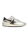 Golden Goose Marathon Nylon Sneakers With Silver Ripstop And Black Star Shoes In White