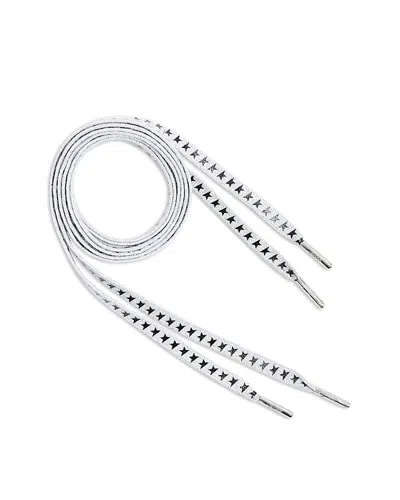 Golden Goose Star Print Shoe Laces In Ice Black Silver