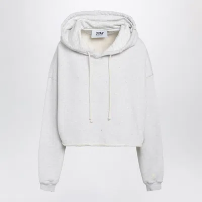 Golden Goose Star Sweatshirt With Crystal Embroidery In Grey Cotton In White