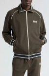 Golden Goose Star Track Jacket In Military Green/ Papyrus