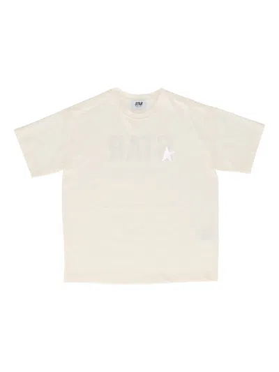 Golden Goose Star Unisex Over T-shirt Light Cotton Jersey With Print In White