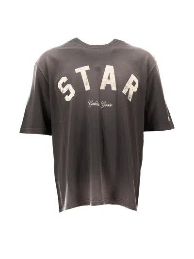 Golden Goose Star/ Unisex Relaxed Fit T Shirt/ Cotton Jersey/ Sunfaded Wash/ Star  Print In Gray