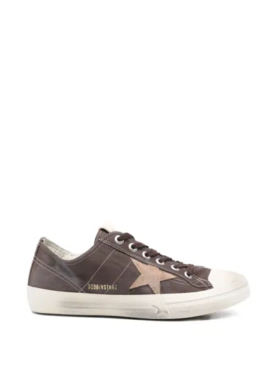 Golden Goose Chocolate Leather V-star 2 Sneakers In Brown