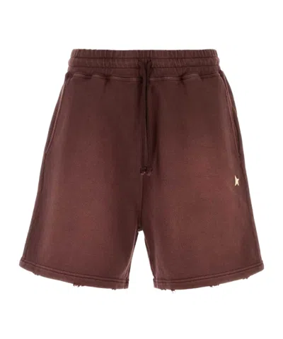 Golden Goose Star Wide-leg Shorts In Burgundy