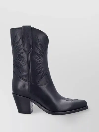 Golden Goose Star Wish 70 Leather Western Boots In Blue