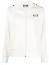 Golden Goose Zipped Sweatshirt With Grosgrain Strip And Stars Clothing In White