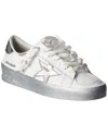 Golden Goose Stardan Sneakers With Silver Metallic Leather Star And Heel Tab In White