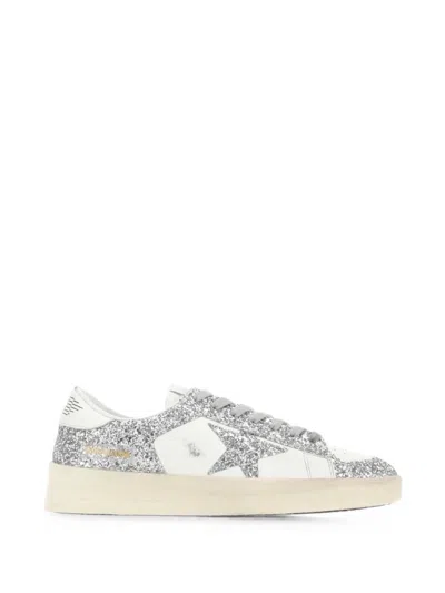 Golden Goose Stardan Leather Sneakers In Silver