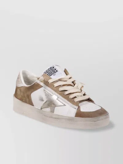 Golden Goose Stardan Leather Suede Star Perforated Contrast In Brown