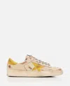Golden Goose Leather Star Round Toe Distressed Sneakers In Beige