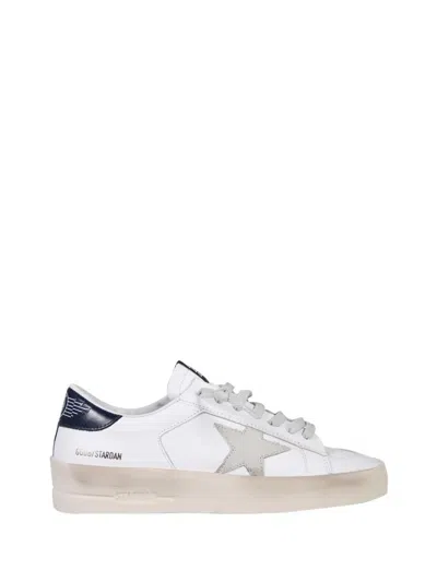 Golden Goose Stardan Leather Upper Suede Star Shiny Leather Heel In White