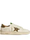 Golden Goose Stardan White Leather Sneakers With Green Star And Heel In Multi