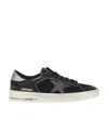 Golden Goose Black Leather Sneakers With Textured Detailing In Black