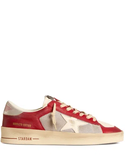 Golden Goose Stardan Distressed Colour-block Leather Sneakers In Blue
