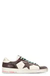 Golden Goose Distressed Leather Sneakers With Two-tone Star Patch In White