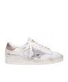 Golden Goose Stardan Neutral Sneakers With Textured Leather In White