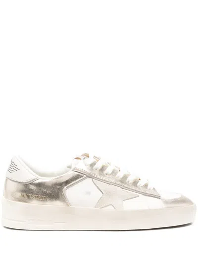 Golden Goose Stardan Metallic Star Sneakers In White