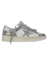 Golden Goose Stardan Glittered Leather Sneakers In White