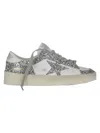 Golden Goose Stardan Glittered Leather Sneakers In White