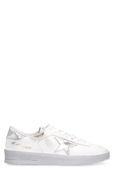 Golden Goose White Leather Sneakers In Animal Print