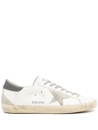 Golden Goose Superstar White Vintage Low Top Sneakers With Grey Heel Tab In Leather Man
