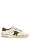 Golden Goose Stardan White Leather Sneakers With Green Star And Heel In Green