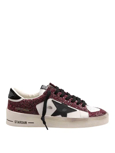 Golden Goose Stardan Sneakers In Leather And Glitter In Brown