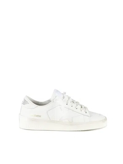 GOLDEN GOOSE STARDAN SNEAKERS IN TOTAL WHITE LEATHER