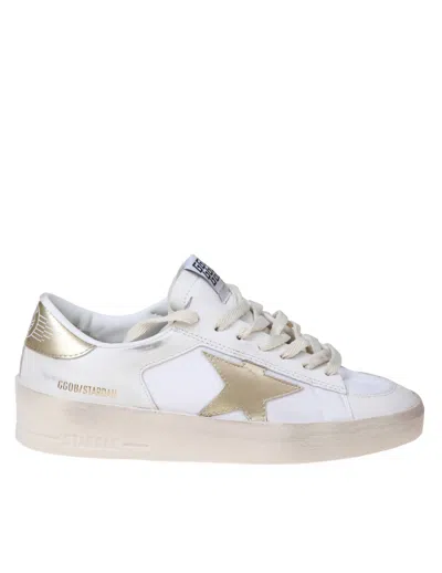 Golden Goose Stardan Trainers In White And Gold Leather And Fabric In White/gold