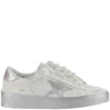 Golden Goose Stardan Sneakers With Silver Metallic Leather Star And Heel Tab In White