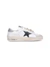 Golden Goose Mens Stardan In White Nappa With Croc-print Leather Star And Gray Heel Tab In White