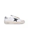 Golden Goose Mens Stardan In White Nappa With Croc-print Leather Star And Gray Heel Tab In White