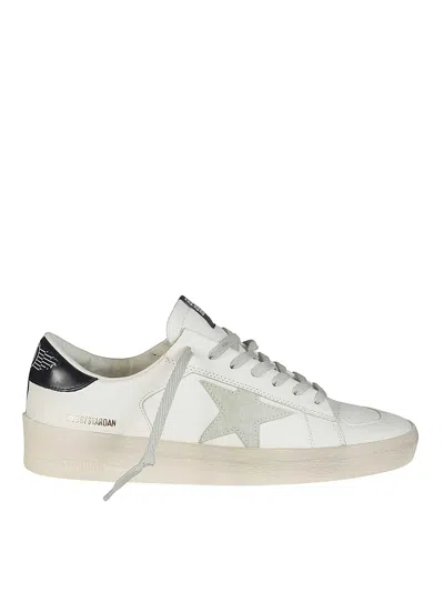 Golden Goose Mens Standard In White Leather With Grey Suede Star And Blue Leather Heel In Neutral