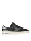 Golden Goose Black Leather Sneakers With Textured Detailing In Brown