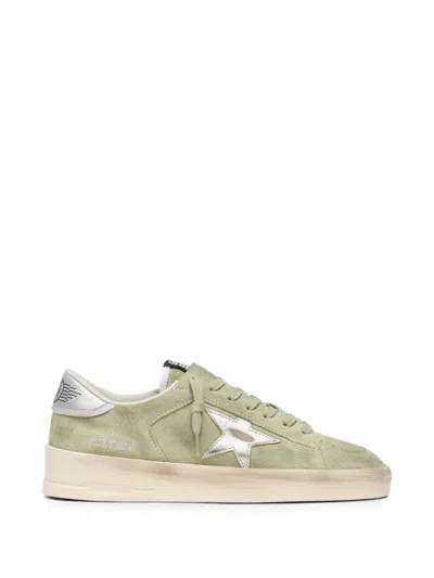 Golden Goose Stardan Suede Upper Suede And Star Laminated Leather Heel Sneakers In Green