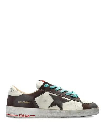 GOLDEN GOOSE STARDAN TWO-TONE DISTRESSED LEATHER SNEAKERS