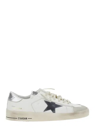 GOLDEN GOOSE 'STARDAN' WHITE SNEAKERS WITH STAR PATCH ON THE SIDE AND LAMINATED HEEL WITH LOGO