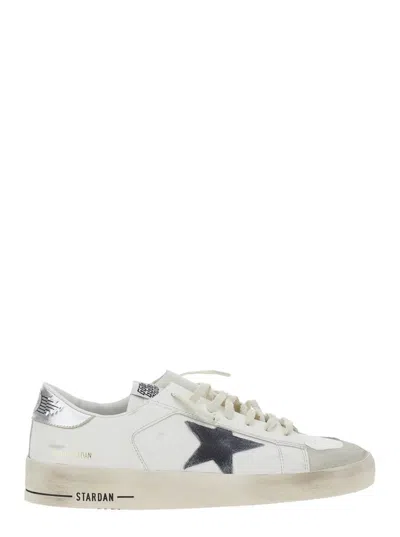 GOLDEN GOOSE 'STARDAN' WHITE SNEAKERS WITH STAR PATCH ON THE SIDE AND LAMINATED HEEL WITH LOGO IN LEATHER MAN