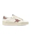 Golden Goose Distressed Leather Star Sneakers For Women In Cream_pink