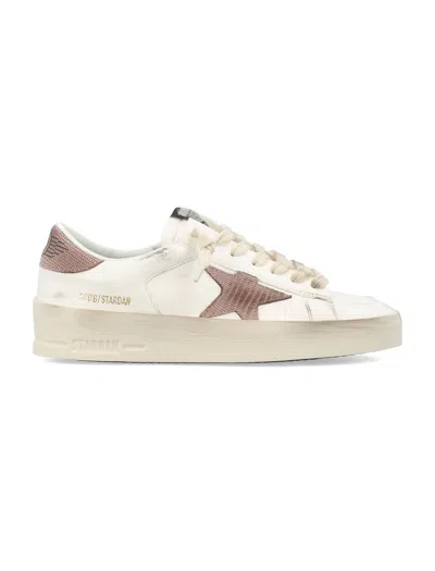Golden Goose Distressed Leather Star Sneakers For Women In Beige
