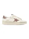 Golden Goose Distressed Leather Star Sneakers For Women In Cream Pink