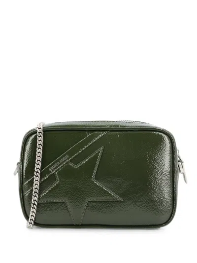 Golden Goose Star-patch Patent Shoulder Bag In Green