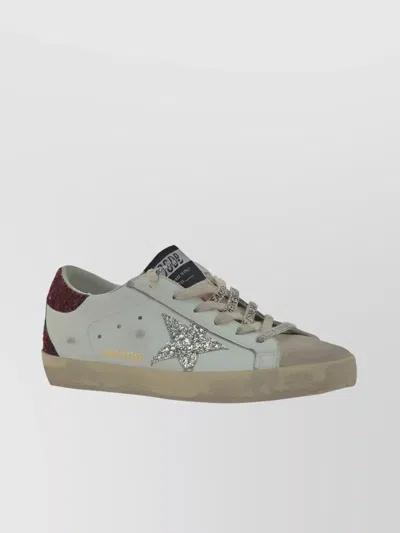 Golden Goose Super-star Distressed Leather Sneakers In Weiss